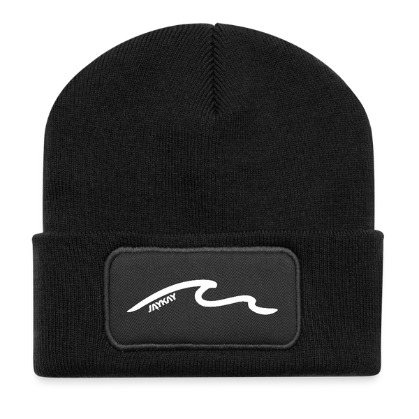 "Wave" Recycelte Patch Beanie - Schwarz